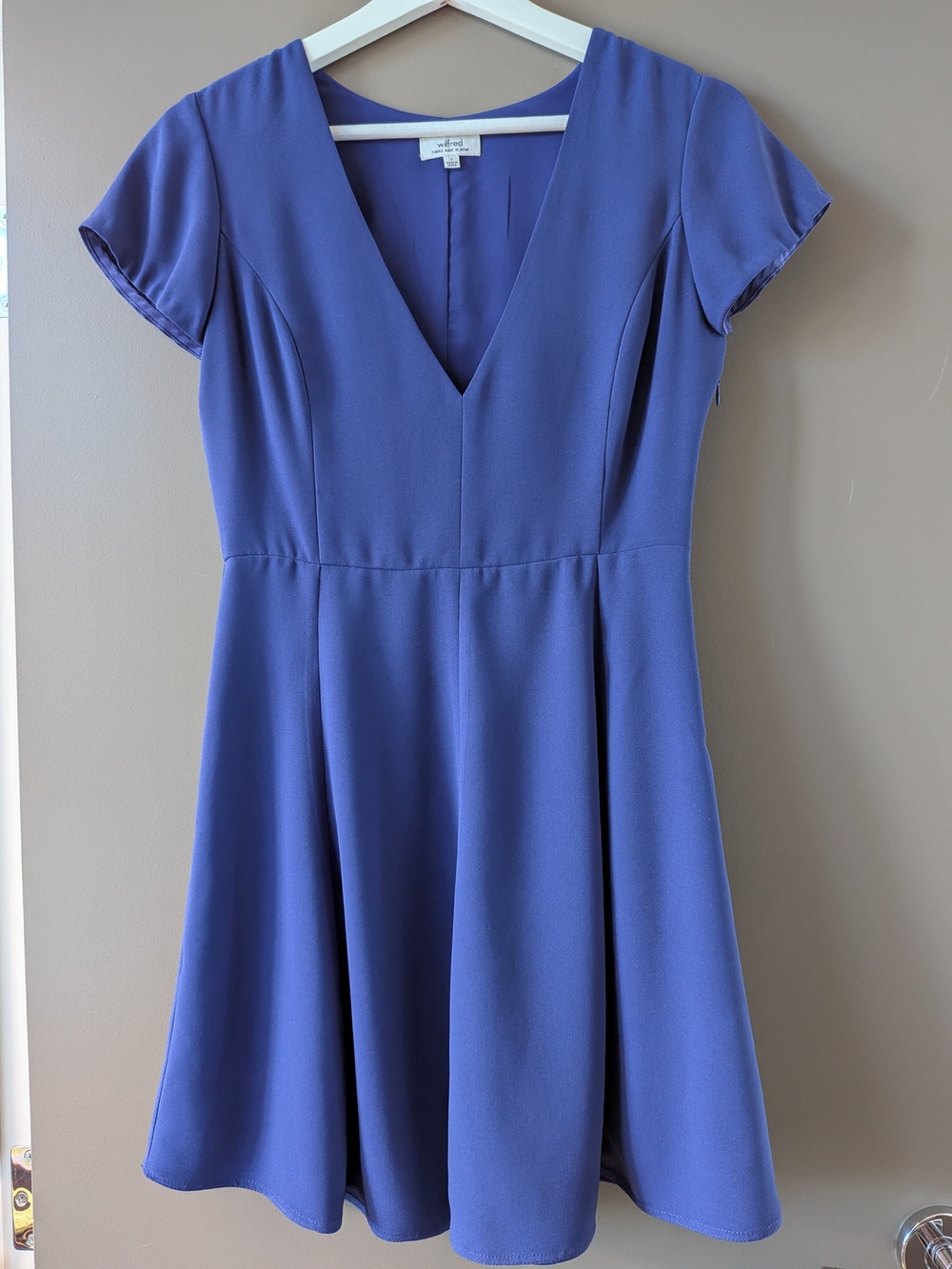 Aritzia Wilfred Foucault Japanese Crepe Fit Flare Skater Dress Cobalt Blue 2